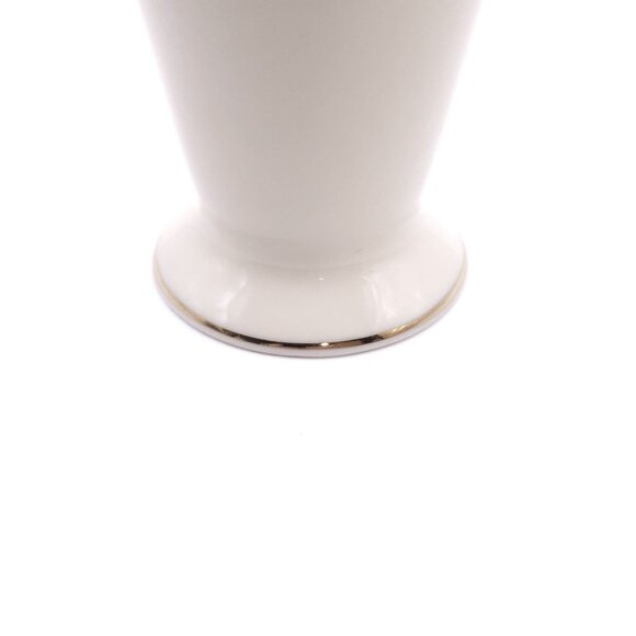 White Ceramic Vase With Rose Embossed Design & Gold Trim - Picture 3 of 11